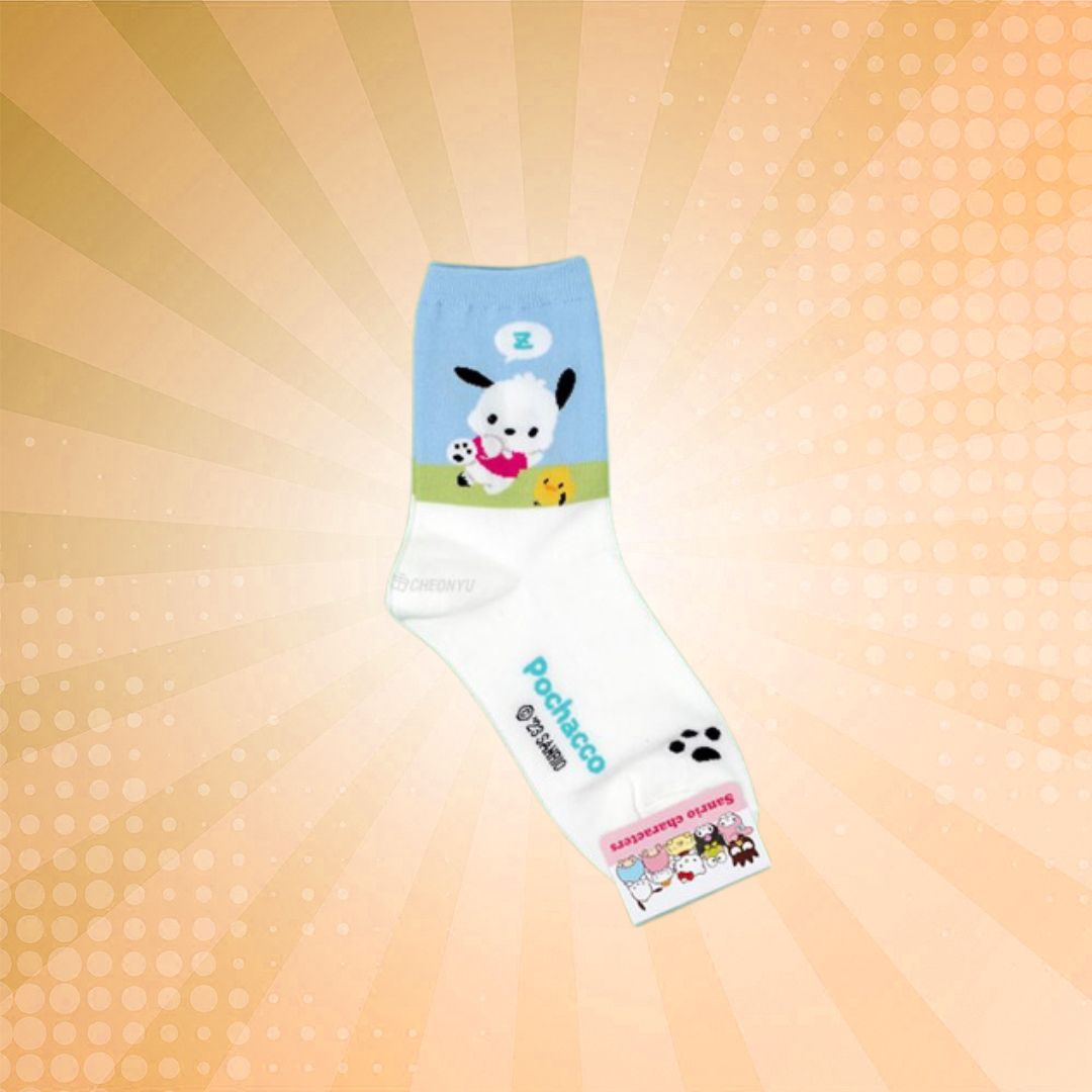 Sanrio Color Match Long Socks (Size: 220-260mm) - Pochacco