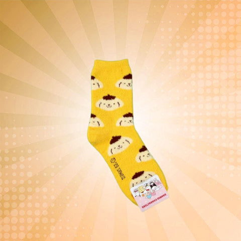 Sanrio Colorful Fluffy Crew Socks, One Size 220-260mm - Pompompurin